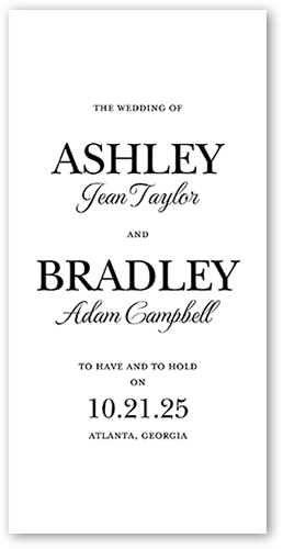 Glistening Glamour Wedding Program, White, 4x8 Flat Program, 100% Recycled Cardstock , Square, White