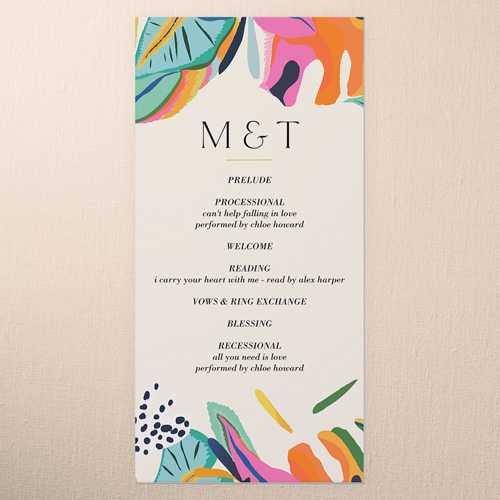 Vibrant Garden Wedding Program, Blue, 4x8 Flat Program, Standard Smooth Cardstock, Square