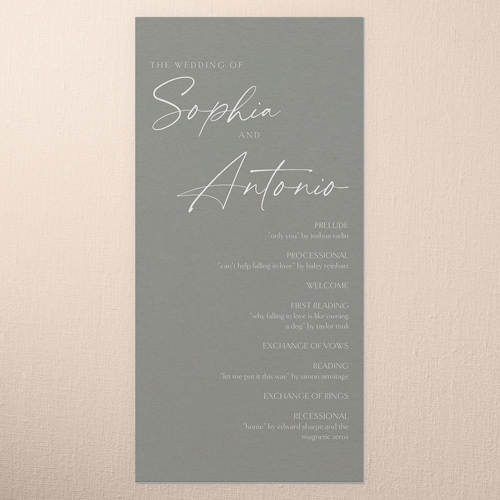 Torn Textures Wedding Program, Green, 4x8 Flat Program, Matte, Signature Smooth Cardstock, Square