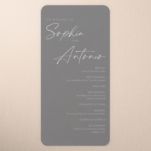 Torn Textures Wedding Program, Beige, 4x8 Flat Program, Standard Smooth Cardstock, Rounded, Apricot Mousse