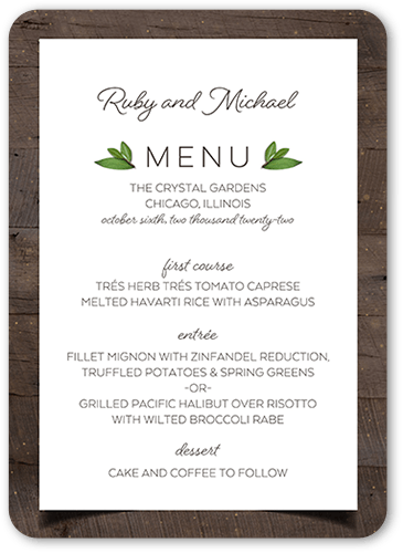 Rustic In Love Wedding Menu, Brown, 5x7 Flat Menu, Matte, Signature Smooth Cardstock, Rounded, Brown