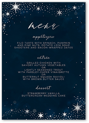 Bright Night Wedding Menu, Grey, 5x7 Flat Menu, Matte, Signature Smooth Cardstock, Square, Silver