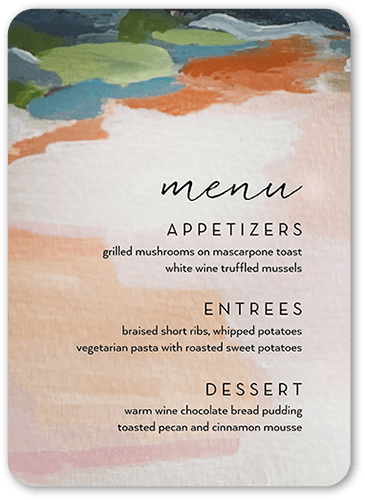 Coastal Clouds Wedding Menu, Blue, 5x7 Flat Menu, Matte, Signature Smooth Cardstock, Rounded, Blue