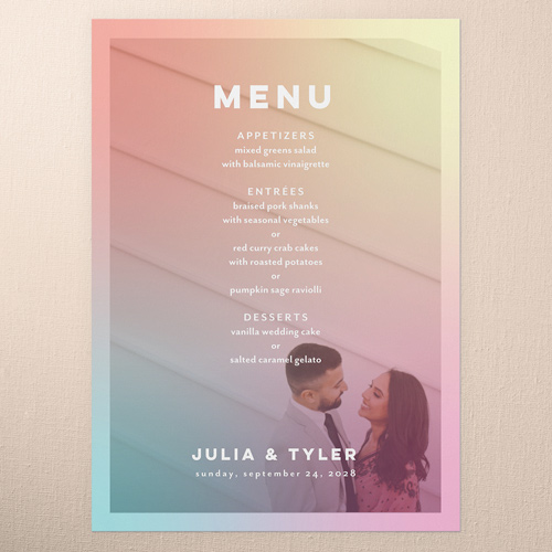 Hazy Rainbow Wedding Menu, Yellow, 5x7 Flat Menu, Luxe Double-Thick Cardstock, Square