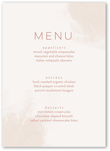 Light Wisps Wedding Menu, Beige, 5x7 Flat Menu, Luxe Double-Thick Cardstock, Square