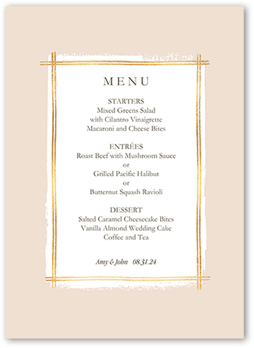 Glistening Gathering Wedding Menu, Yellow, 5x7 Flat Menu, Luxe Double-Thick Cardstock, Square