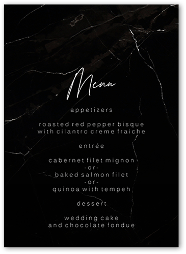 Married Marble Wedding Menu, Black, 5x7 Flat Menu, Matte, Signature Smooth Cardstock, Square, Black
