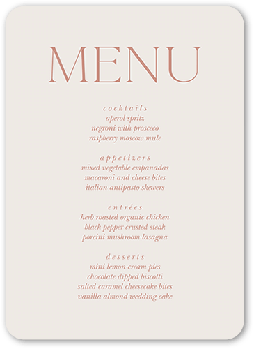 Brightly Joined Wedding Menu, Beige, 5x7 Flat Menu, Standard Smooth Cardstock, Rounded, Cream