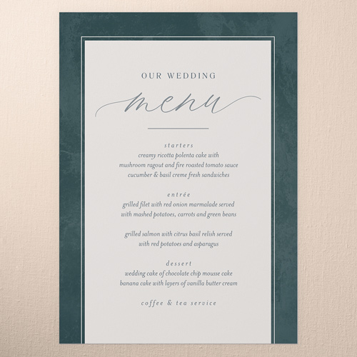 Laurel Embrace Wedding Menu, Green, 5x7 Flat Menu, Luxe Double-Thick Cardstock, Square, Leafy