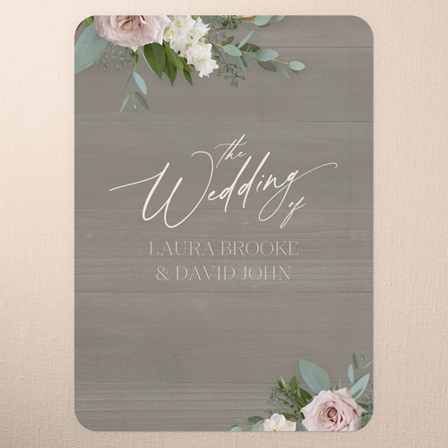 Classic Bouquet Wedding Menu, Gray, 5x7 Flat Menu, 100% Recycled Cardstock , Rounded, Gray