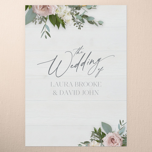 Classic Bouquet Wedding Menu, White, 5x7 Flat Menu, Pearl Shimmer Cardstock, Square, White