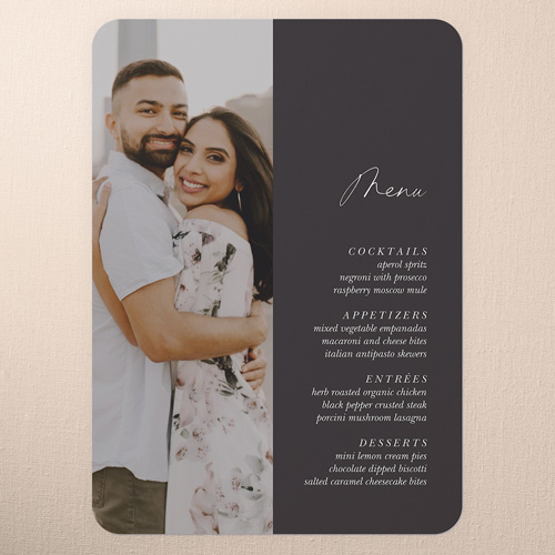 Joining In Joy Wedding Menu, Grey, 5x7 Flat Menu, Write Your Own Greeting, Standard Smooth Cardstock, Rounded
