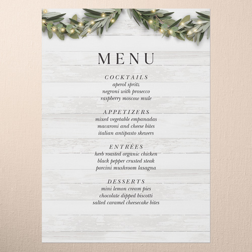 Wooden Wonders Wedding Menu, White, 5x7 Flat Menu, Luxe Double-Thick Cardstock, Square