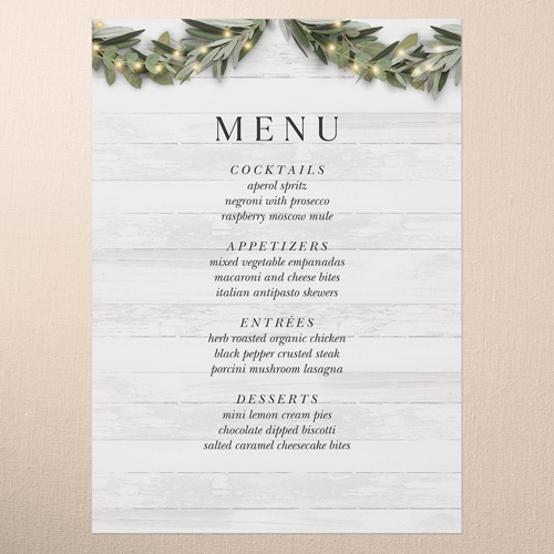 Wooden Wonders Wedding Menu, White, 5x7 Flat Menu, Luxe Double-Thick Cardstock, Square, White
