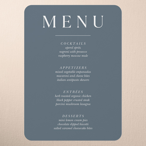 Simple Charm Wedding Menu, Grey, 5x7 Flat Menu, Standard Smooth Cardstock, Rounded, Charcoal