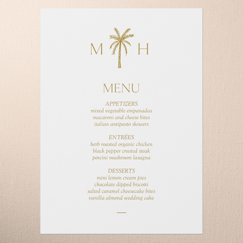 Editable Icon Wedding Menu, Yellow, 5x7 Flat Menu, Write Your Own Greeting, Matte, Signature Smooth Cardstock, Square