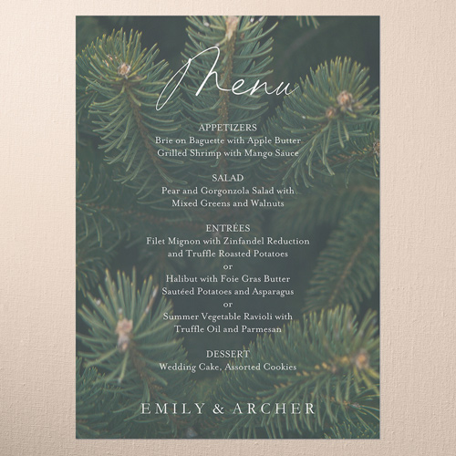 Leafy Lush Wedding Menu, Brown, 5x7 Flat Menu, Pearl Shimmer Cardstock, Square