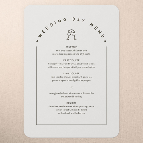 Arched Devotion Wedding Menu, White, 5x7 Flat Menu, Standard Smooth Cardstock, Rounded, White