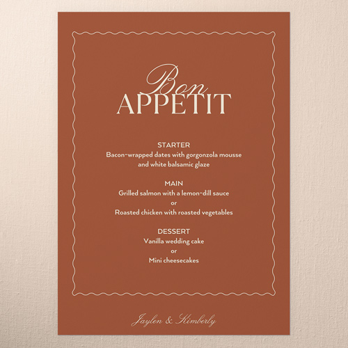 Fashionable Fonts Wedding Menu, Orange, 5x7 Flat Menu, Standard Smooth Cardstock, Square, Caramel