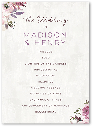 Painted Promise Wedding Program, Purple, 5x7 Flat Program, Standard Smooth Cardstock, Square