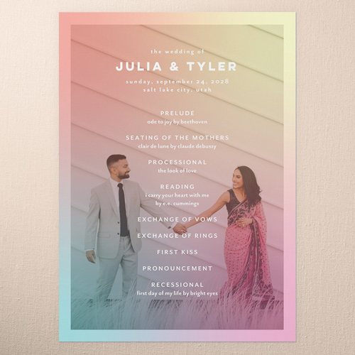 Hazy Rainbow Wedding Program, Yellow, 5x7 Flat Program, Matte, Signature Smooth Cardstock, Square, Lemon