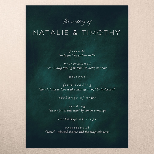 Cloudy Tints Wedding Program, Green, 5x7 Flat Program, Standard Smooth Cardstock, Square, Tropical