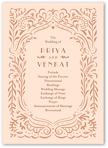 Wonderful Weave Wedding Program, Pink, 5x7 Flat Program, Matte, Signature Smooth Cardstock, Square