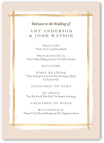 Glistening Gathering Wedding Program, Yellow, 5x7 Flat Program, Standard Smooth Cardstock, Square, Goldenrod