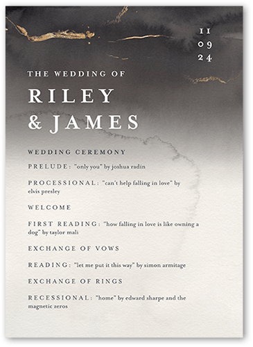 Weathered Wash Wedding Program, Gray, 5x7 Flat Program, Matte, Signature Smooth Cardstock, Square