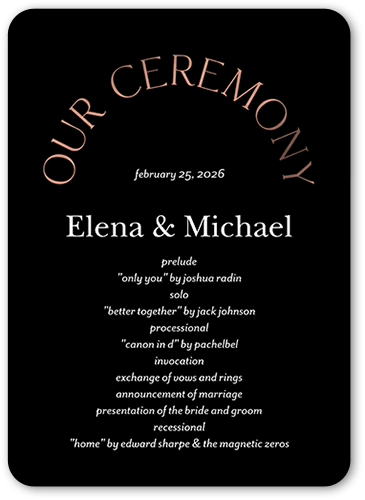 Luminous Cycle Wedding Program, Orange, 5x7 Flat Program, Pearl Shimmer Cardstock, Rounded, Peach