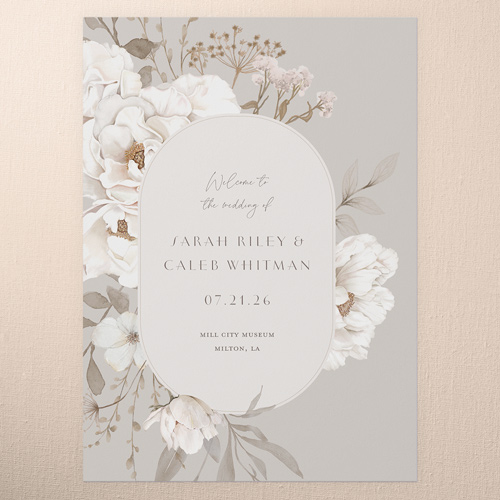 Full Bloom Wedding Program, Gray, 5x7 Flat Program, Luxe Double-Thick Cardstock, Square, Gray
