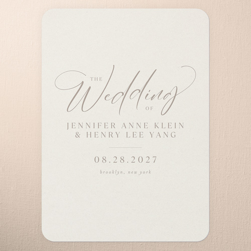 Classic Beauty Wedding Program, Beige, 5x7 Flat Program, Pearl Shimmer Cardstock, Rounded, Antique White