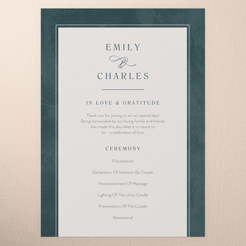 Laurel Embrace Wedding Program, Green, 5x7 Flat Program, Pearl Shimmer Cardstock, Square, Leafy