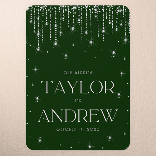 Adorned Glimmer Wedding Program, Green, 5x7 Flat Program, 100% Recycled Cardstock , Rounded, Leafy