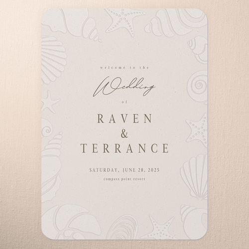 Regional Icons Wedding Program, Pink, 5x7 Flat Program, Matte, Signature Smooth Cardstock, Rounded