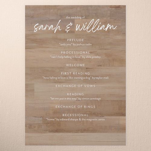 Laurel Accent Wedding Program, Beige, 5x7 Flat Program, Write Your Own Greeting, 100% Recycled Cardstock , Square