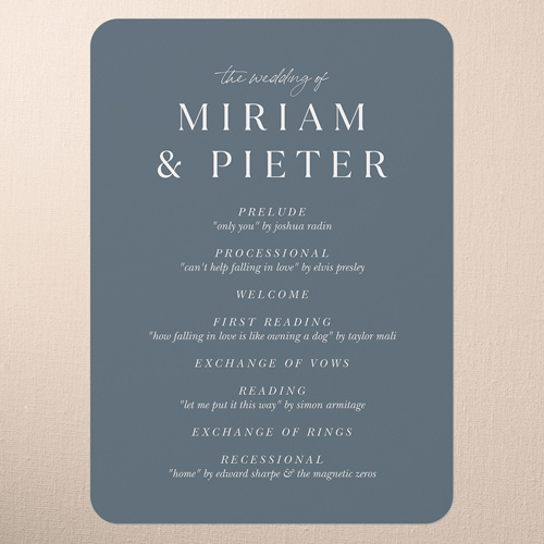 Simple Charm Wedding Program, Grey, 5x7 Flat Program, Pearl Shimmer Cardstock, Rounded, Charcoal