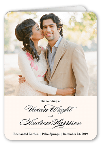 Grandeur Affair Wedding Program, Beige, 5x7, Pearl Shimmer Cardstock, Rounded, Cashmere Pink