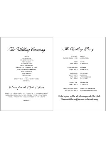 Minimal Script 5x7 Folded Wedding Program By Yours Truly Shutterfly