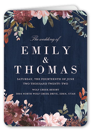 Harvest Time Florals Wedding Program, Blue, 5x7, Matte, Folded Smooth Cardstock, Rounded