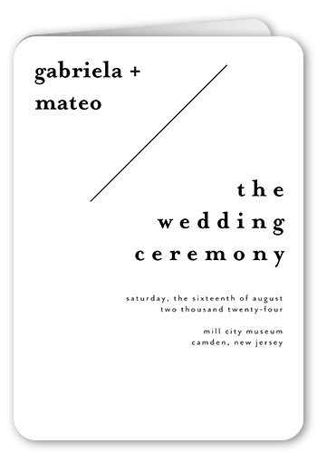 Modern Stylings Wedding Program, White, 5x7, Pearl Shimmer Cardstock, Rounded