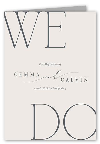 Graceful Gathering Wedding Program, Gray, 5x7, Pearl Shimmer Cardstock, Square