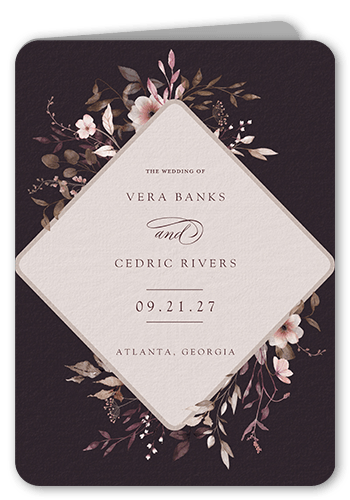 Blissful Bloom Wedding Program, Pink, 5x7, Pearl Shimmer Cardstock, Rounded, Blush