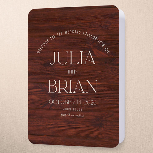 Timber Ties Wedding Program, Purple, 5x7, Matte, Folded Smooth Cardstock, Rounded, Merlot