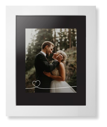 Heart Line Art Framed Print, White, Contemporary, None, Black, Single piece, 8x10, White, white