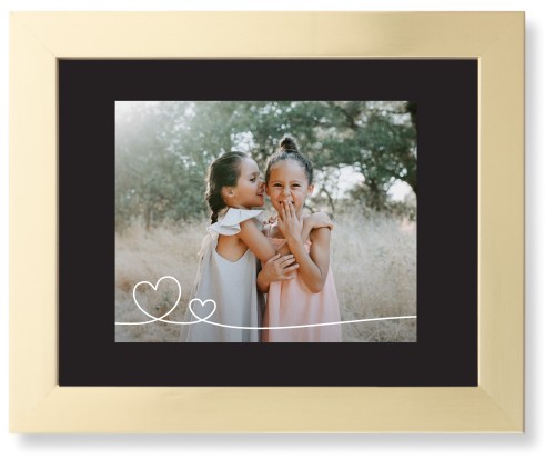 Double Heart Line Art Framed Print, Matte Gold, Contemporary, Black, Black, Single piece, 8x10, White