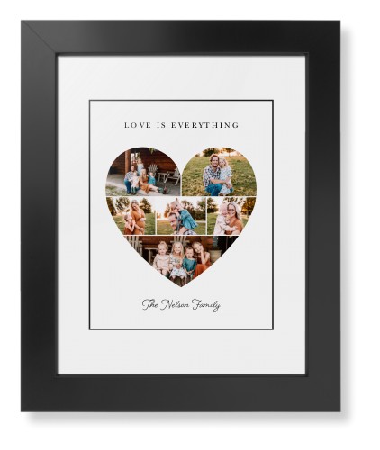 Filled Heart Framed Print, Black, Contemporary, Black, White, Single piece, 8x10, White