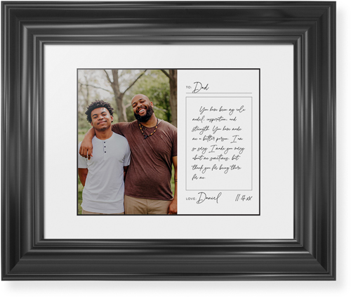 Handwritten Letter Framed Print, Black, Classic, Black, White, Single piece, 8x10, White, white