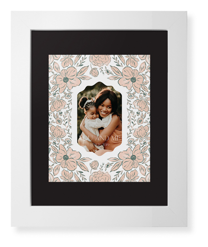 Classic Floral Border Framed Print, White, Contemporary, None, Black, Single piece, 8x10, White, white