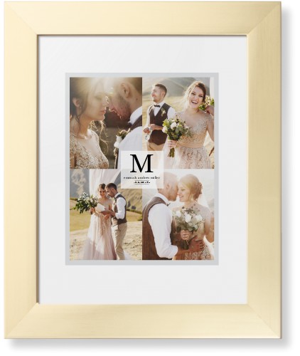 Classic Initial Framed Print, Matte Gold, Contemporary, White, White, Single piece, 8x10, Gray